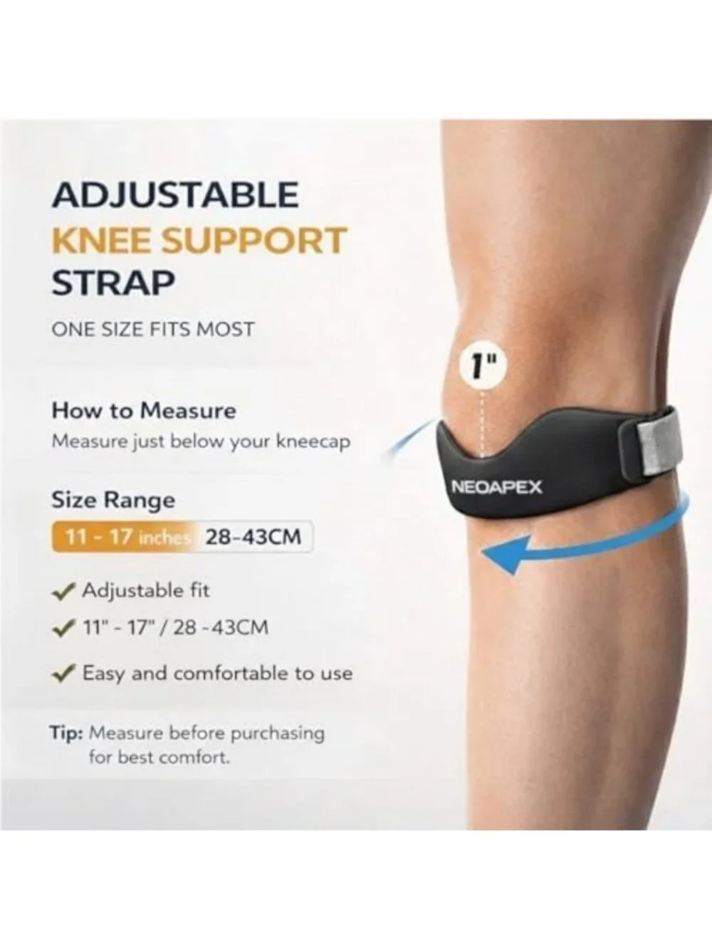 Adjustable Silicone Knee Pain Relief Straps - 2-Pack for Runners, Hikers
